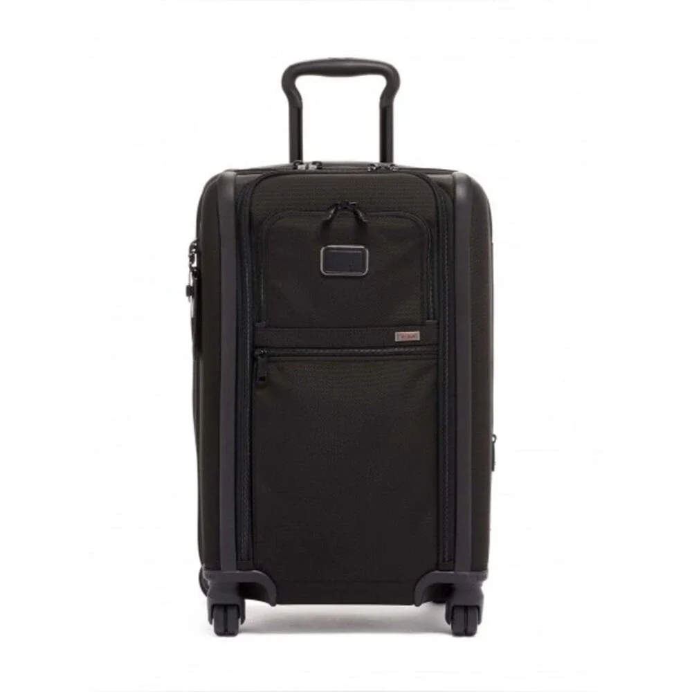 Tumi Black Upright Carry-On Spinner with Front Pockets Dual Access 4 Wheeled 🏖️